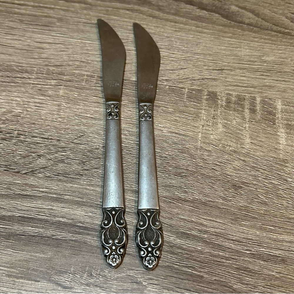 Vintage National Stainless Steel Flatware 2 Knives Knife OLAF Japan Retro